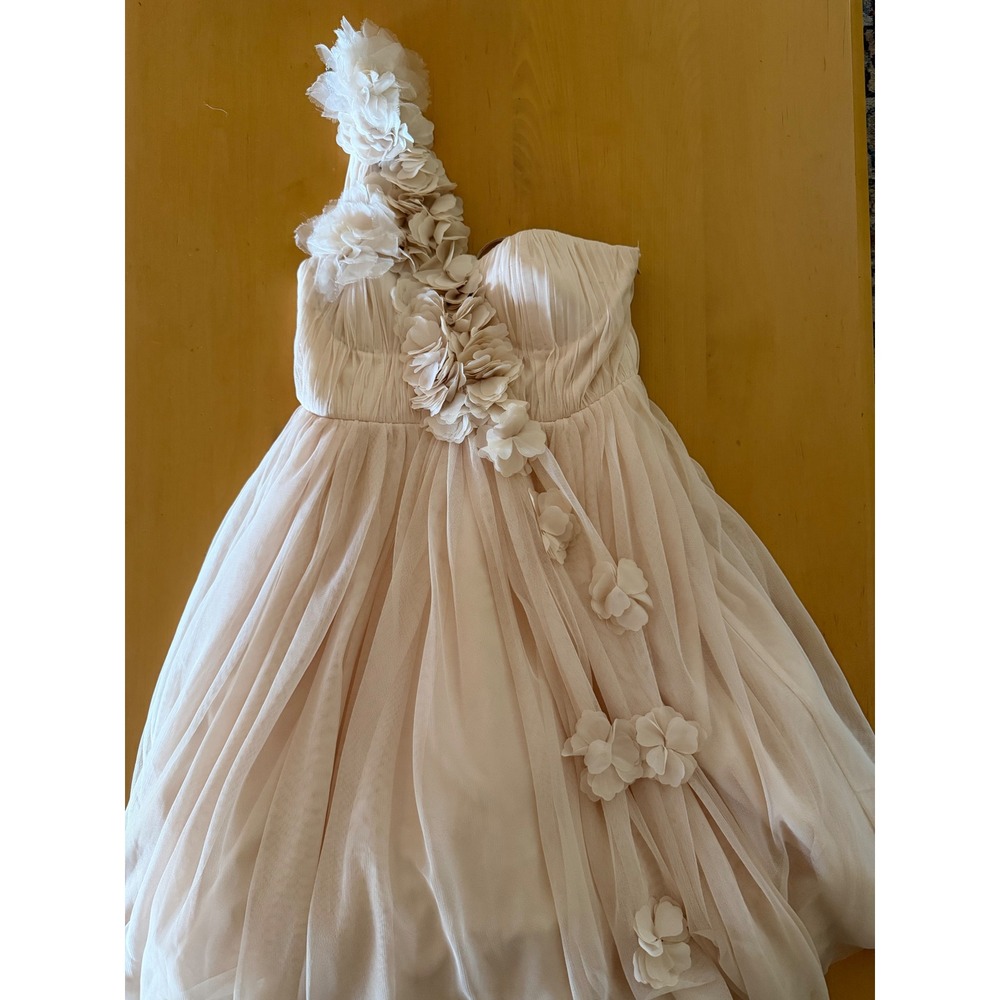 NWT One Shoulder Flower Dress Blush Tulle Rhinestone Fairycore‎